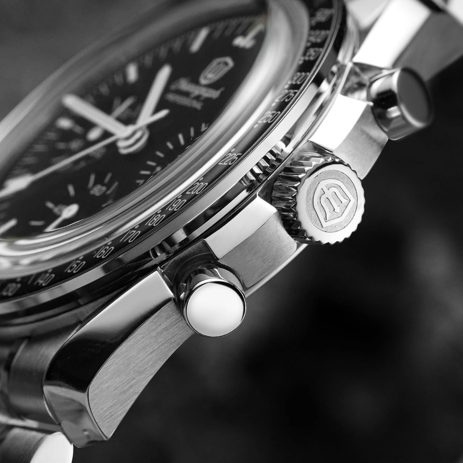 Watchdives 39mm Chronograph Watches for Men - WD1863 VK63 Sweep Hand Movement Wrist Watch with Bubble Sapphire Crystal, 10 Bar Waterproof Stainless Steel Bracelet
